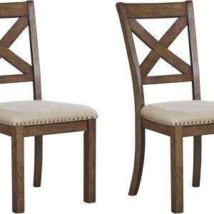 Signature Design by Ashley Moriville Modern Farmhouse 19" Upholstered Dining Room Chair, 2 Count, Brown
